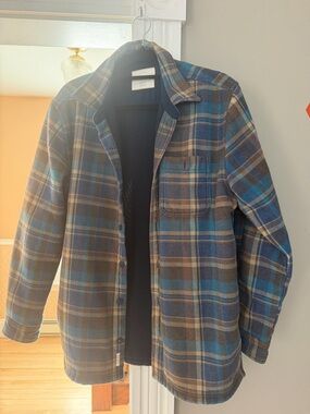 Weatherproof Blue and Brown Plaid Lightweight Shirt Jacket